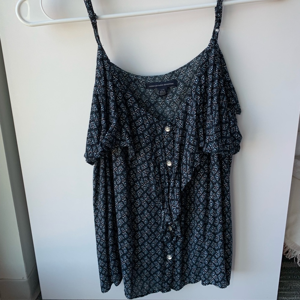 Patterned blue tank top